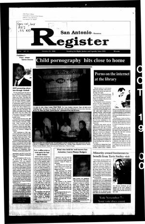 Primary view of object titled 'San Antonio Register (San Antonio, Tex.), Vol. 69, No. 18, Ed. 1 Thursday, October 19, 2000'.