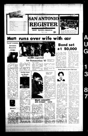 San Antonio Register (San Antonio, Tex.), Vol. 56, No. 20, Ed. 1 Thursday, August 13, 1987
