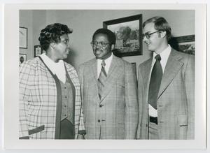 Barbara Jordan, Fred D. Gray, and Darryl Hardin Meeting in an Office]
