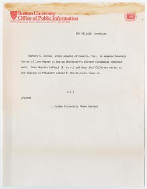 Primary view of object titled '[Release by Boston University Office of Public Information]'.