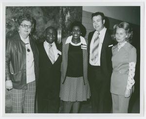 Primary view of object titled '[Barbara Jordan with Administrative Staff of the Houston Veterans Administration Hospital]'.