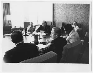 Primary view of object titled '[Barbara Jordan at a Round Table Discussion]'.