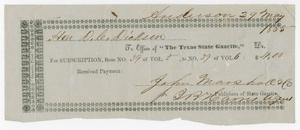 Primary view of object titled '[Subscription for David C. Dickson for The Texas State Gazette]'.
