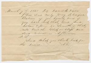 Primary view of object titled '[Letter from A.S. to David C. Dickson - March 7, 1848]'.