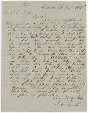Primary view of object titled '[Letter from D. C. Carrington to David C. Dickson - July 5, 1855]'.