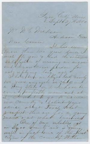 [Letter from Thomas Dickson to David C. Dickson - September 27, 1860]
