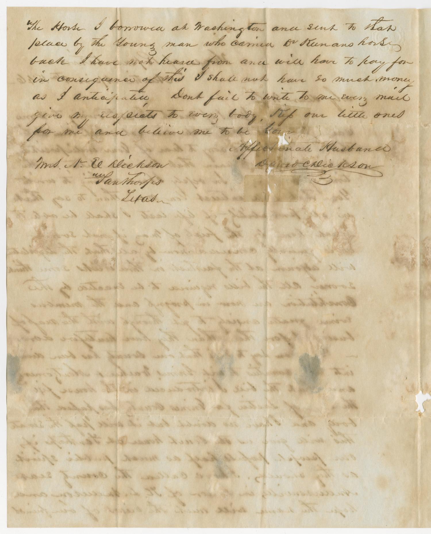 [Letter from David C. Dickson to Nancy E. Dickson - April 4, 1846]
                                                
                                                    [Sequence #]: 2 of 4
                                                