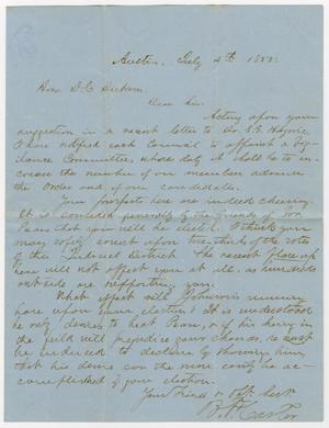 Primary view of object titled '[Letter from B. H. Carter to David C. Dickson - July 4, 1855]'.