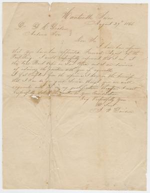 [Letter from J. W. C. Davidson to David C. Dickson - August 24, 1866]