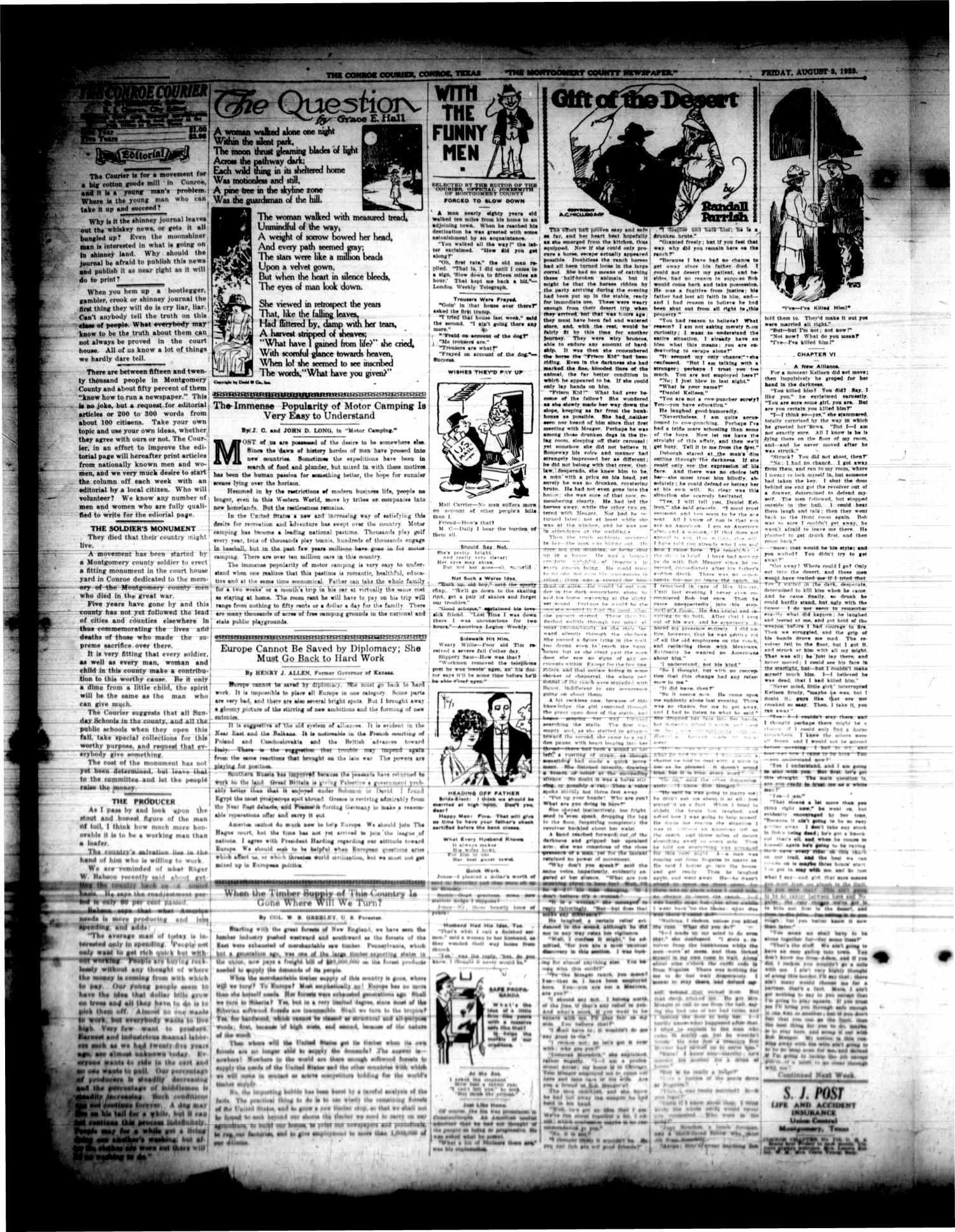 Conroe Courier (Conroe, Tex.), Vol. 31, No. 31, Ed. 1 Friday, August 3, 1923
                                                
                                                    [Sequence #]: 2 of 12
                                                