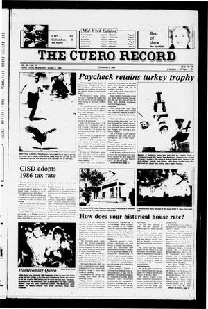 Primary view of object titled 'The Cuero Record (Cuero, Tex.), Vol. 90, No. 81, Ed. 1 Wednesday, October 8, 1986'.