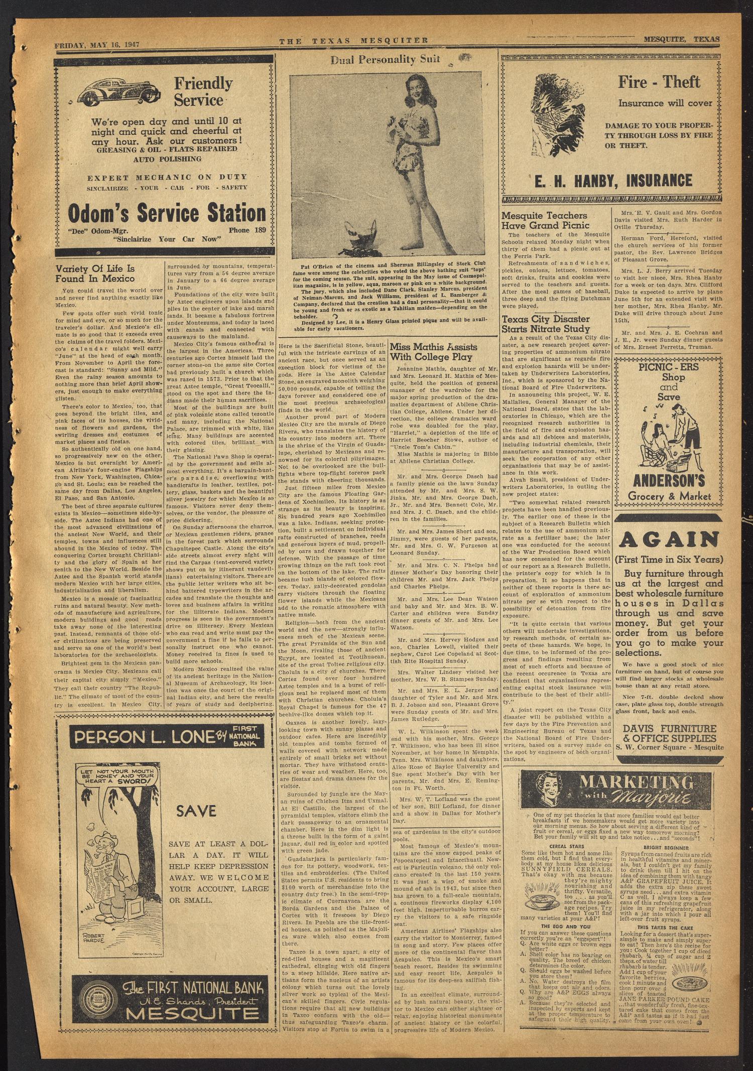 The Texas Mesquiter (Mesquite, Tex.), Vol. 67, No. 49, Ed. 1 Friday, May 16, 1947
                                                
                                                    [Sequence #]: 3 of 6
                                                