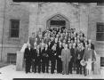 Photograph: [Large Group Photo Outside Building]