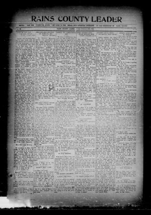 Primary view of object titled 'Rains County Leader (Emory, Tex.), Vol. 33, No. 9, Ed. 1 Friday, February 27, 1925'.