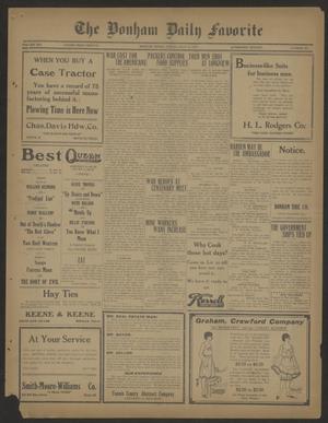 Primary view of object titled 'The Bonham Daily Favorite (Bonham, Tex.), Vol. 21, No. 295, Ed. 1 Friday, July 11, 1919'.
