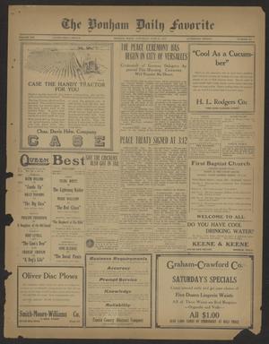 The Bonham Daily Favorite (Bonham, Tex.), Vol. 21, No. 284, Ed. 1 Saturday, June 28, 1919