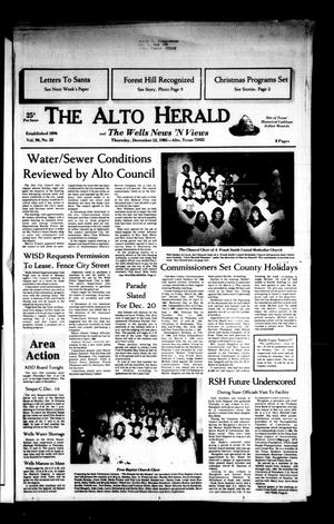 Primary view of object titled 'The Alto Herald and The Wells News 'N Views (Alto, Tex.), Vol. 90, No. 32, Ed. 1 Thursday, December 12, 1985'.