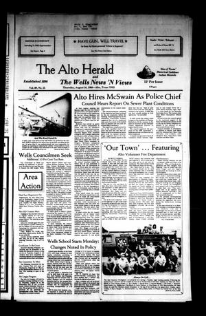 Primary view of object titled 'The Alto Herald and The Wells News 'N Views (Alto, Tex.), Vol. 89, No. 15, Ed. 1 Thursday, August 16, 1984'.