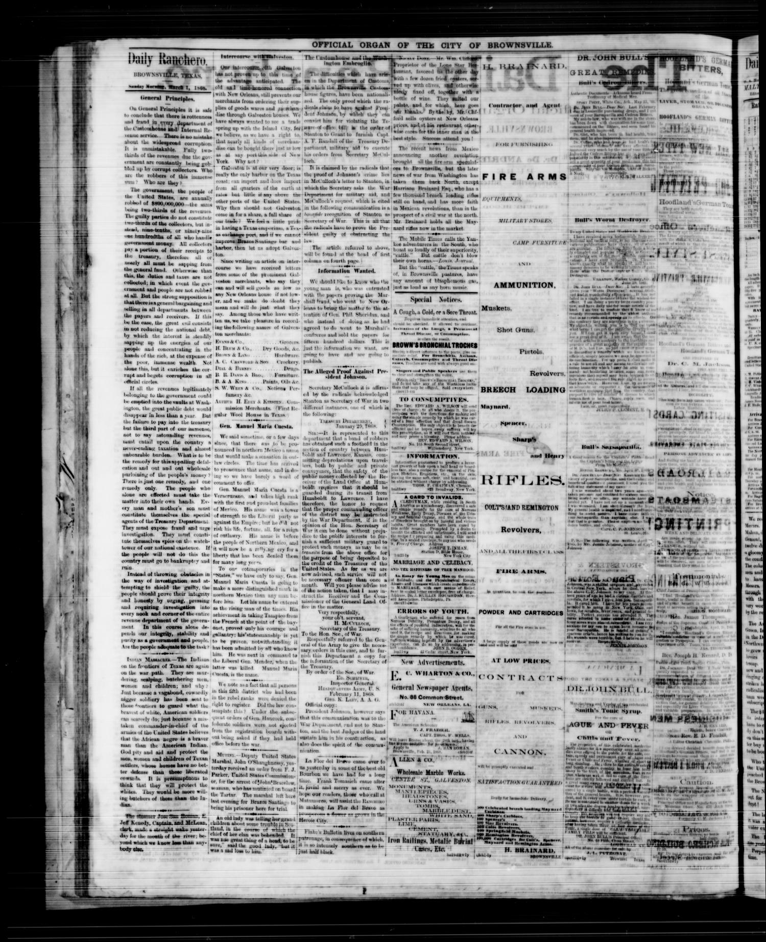 The Daily Ranchero. (Brownsville, Tex.), Vol. 3, No. 88, Ed. 1 Sunday, March 1, 1868
                                                
                                                    [Sequence #]: 2 of 4
                                                