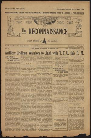 Primary view of object titled 'The Reconnaissance (Camp Bowie, Tex.), Vol. 1, No. 7, Ed. 1 Saturday, October 6, 1917'.