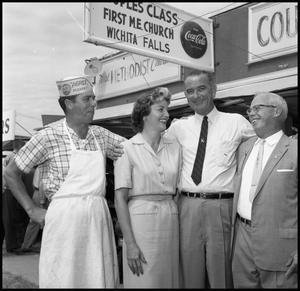 [LBJ and Group in Front of Hamburger Stand]