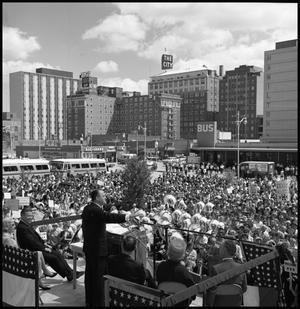 [Photograph of Hubert Humphrey Speaking in Downtown Wichita Falls]