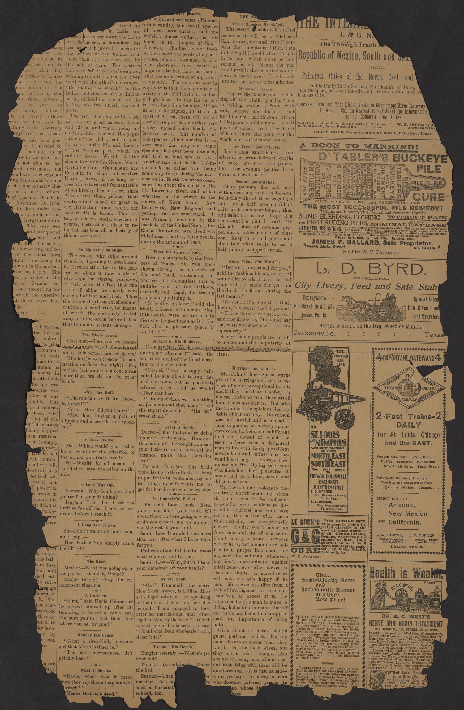 Cherokee County Banner. (Jacksonville, Tex.), Vol. [11], No. [33], Ed. 1 Friday, January 6, 1899
                                                
                                                    [Sequence #]: 2 of 6
                                                