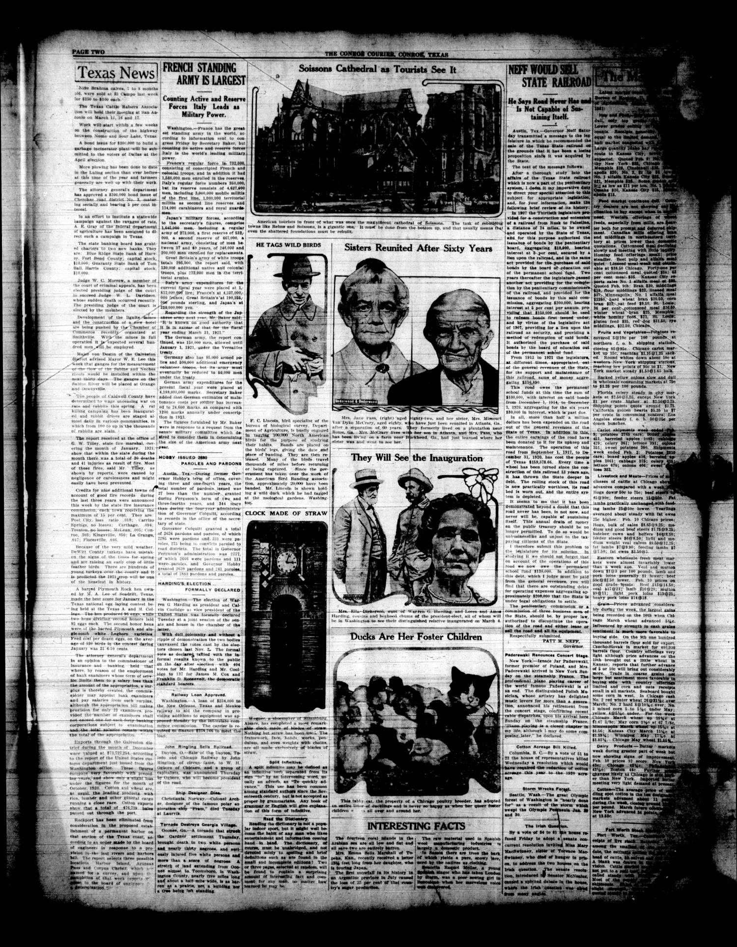 Conroe Courier (Conroe, Tex.), Vol. [29], No. [7], Ed. 1 Friday, February 18, 1921
                                                
                                                    [Sequence #]: 2 of 8
                                                