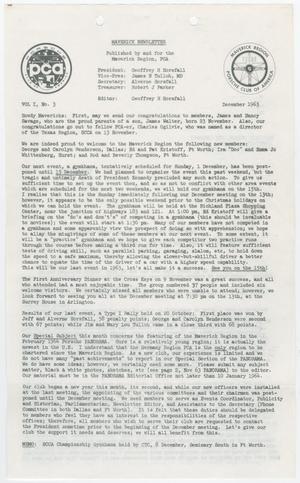 Primary view of object titled 'The Maverick Newsletter, Volume 1, Number 3, December 1963'.