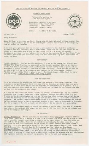 Primary view of object titled 'The Maverick Newsletter, Volume 3, Number 1, January 1965'.