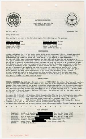 Primary view of object titled 'The Maverick Newsletter, Volume 3, Number 9, August 1965'.