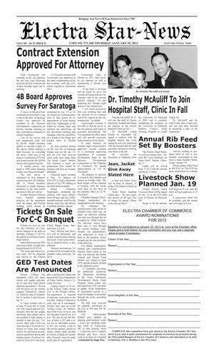 Electra Star-News (Electra, Tex.), Vol. 106, No. 20, Ed. 1 Thursday, January 10, 2013