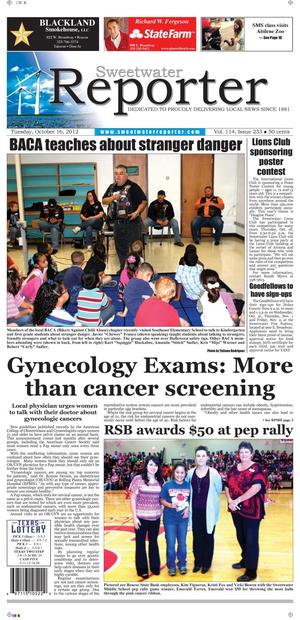 Sweetwater Reporter (Sweetwater, Tex.), Vol. 114, No. 233, Ed. 1 Tuesday, October 16, 2012
