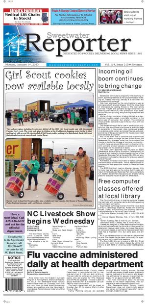 Sweetwater Reporter (Sweetwater, Tex.), Vol. 114, No. 310, Ed. 1 Monday, January 14, 2013