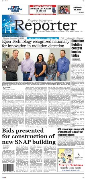 Sweetwater Reporter (Sweetwater, Tex.), Vol. 114, No. 286, Ed. 1 Monday, December 17, 2012