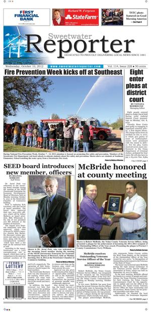 Sweetwater Reporter (Sweetwater, Tex.), Vol. 114, No. 228, Ed. 1 Wednesday, October 10, 2012