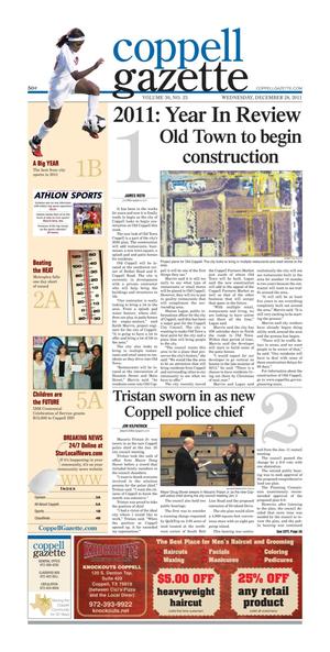 Primary view of object titled 'Coppell Gazette (Coppell, Tex.), Vol. 30, No. 23, Ed. 1 Wednesday, December 28, 2011'.