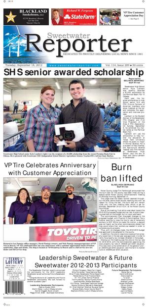 Sweetwater Reporter (Sweetwater, Tex.), Vol. 114, No. 209, Ed. 1 Tuesday, September 18, 2012
