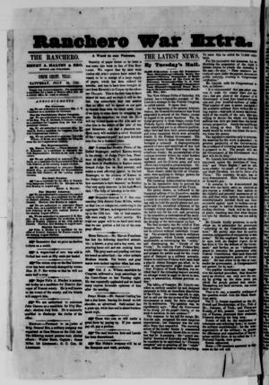 Ranchero War Extra. (Corpus Christi, Tex.), Ed. 1 Saturday, July 20, 1861