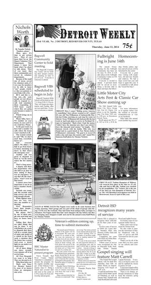 Detroit Weekly (Detroit, Tex.), Vol. 33, No. 3, Ed. 1 Thursday, June 12, 2014