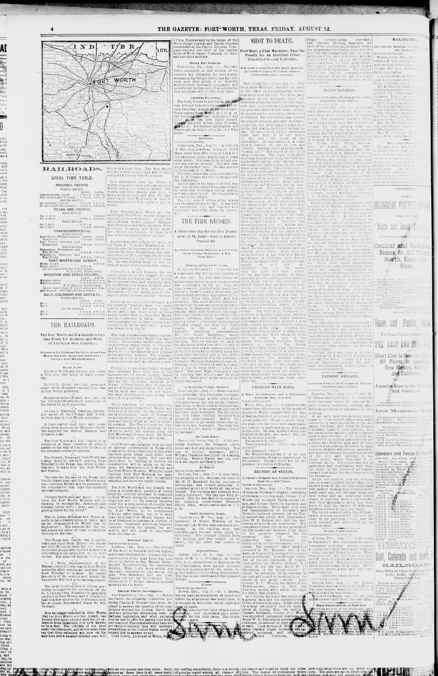 Fort Worth Daily Gazette. (Fort Worth, Tex.), Vol. 13, No. 10, Ed. 1, Friday, August 12, 1887
                                                
                                                    [Sequence #]: 2 of 6
                                                