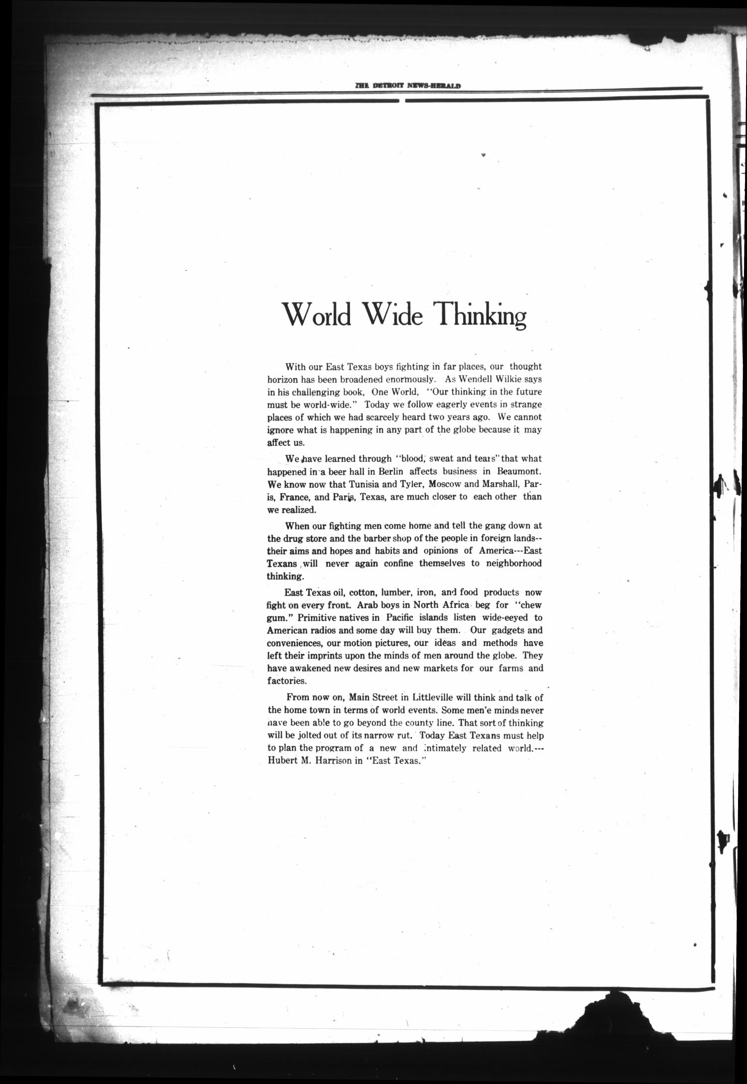 The Detroit News-Herald (Detroit, Tex.), Vol. 16, No. 10, Ed. 1 Thursday, June 3, 1943
                                                
                                                    [Sequence #]: 4 of 4
                                                
