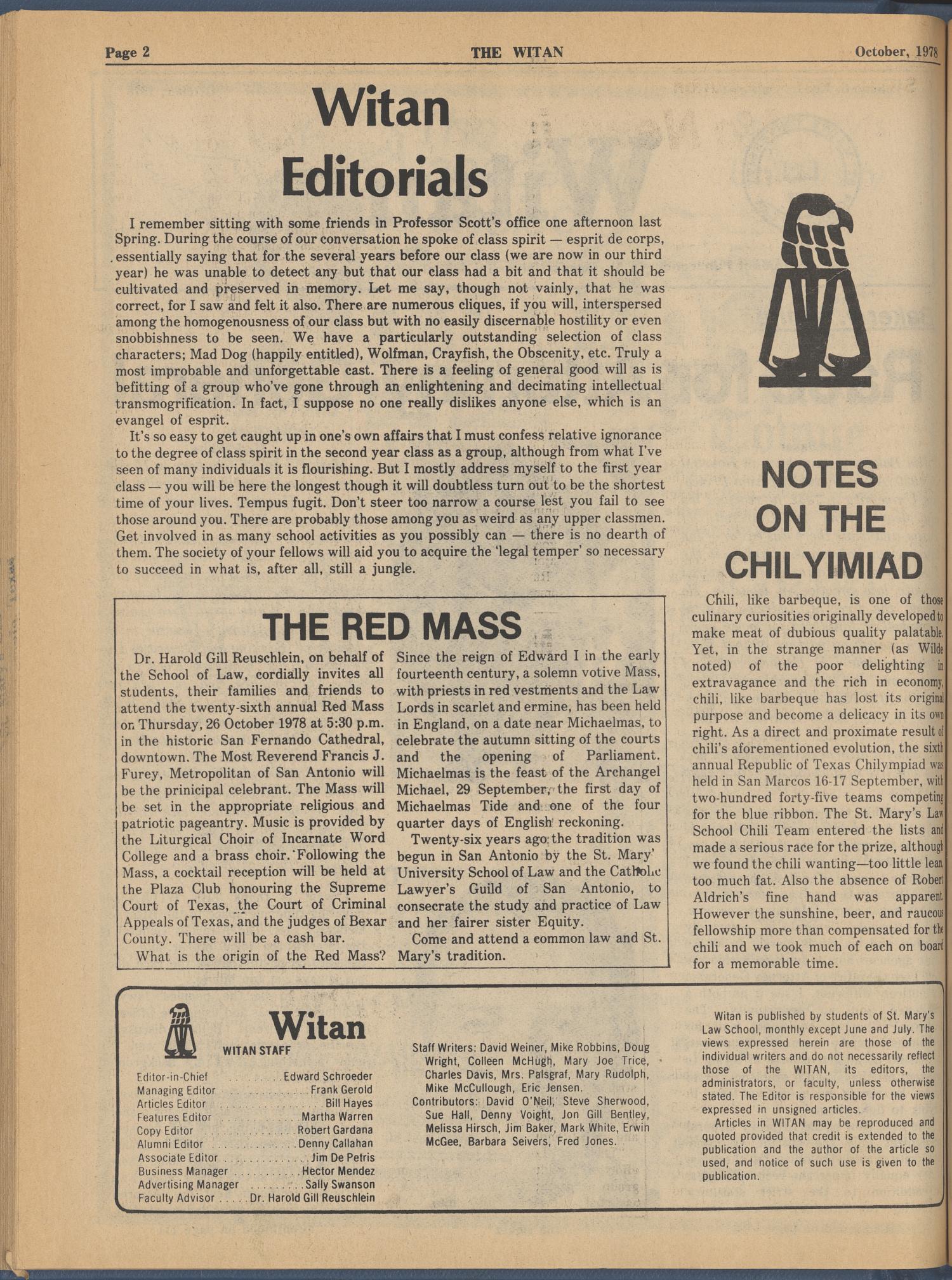 Witan (San Antonio, Tex.), Vol. 6, No. 1, Ed. 1 Sunday, October 1, 1978
                                                
                                                    [Sequence #]: 2 of 16
                                                