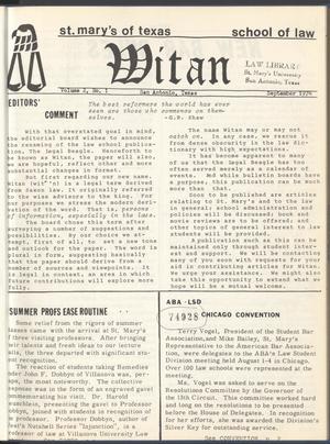 Primary view of object titled 'Witan (San Antonio, Tex.), Vol. 2, No. 1, Ed. 1 Sunday, September 1, 1974'.