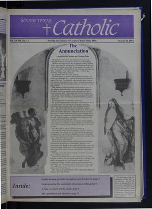 Primary view of object titled 'South Texas Catholic (Corpus Christi, Tex.), Vol. 27, No. 12, Ed. 1 Friday, March 20, 1992'.