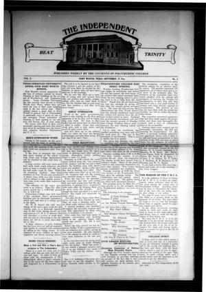 Primary view of object titled 'The Independent (Fort Worth, Tex.), Vol. 2, No. 3, Ed. 1 Saturday, September 17, 1910'.