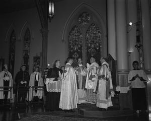 [Men at Pontifical Mass at the Seton Hospital 50th Anniversary]