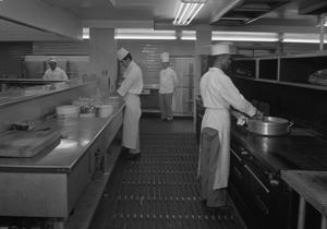 [Three Chefs Cooking in the Commodore Perry Hotel Kitchen]