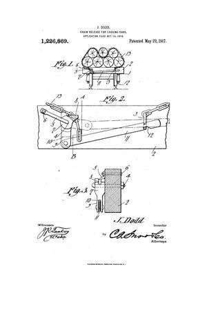 Primary view of object titled 'Chain Release for Logging Cars.'.