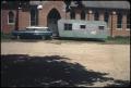 Photograph: [Car and Trailer Parked Outside Ebeneezer Church]